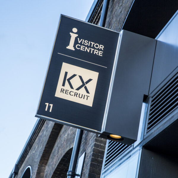 Sign for the Visitor centre and KX Recruit in Stable St