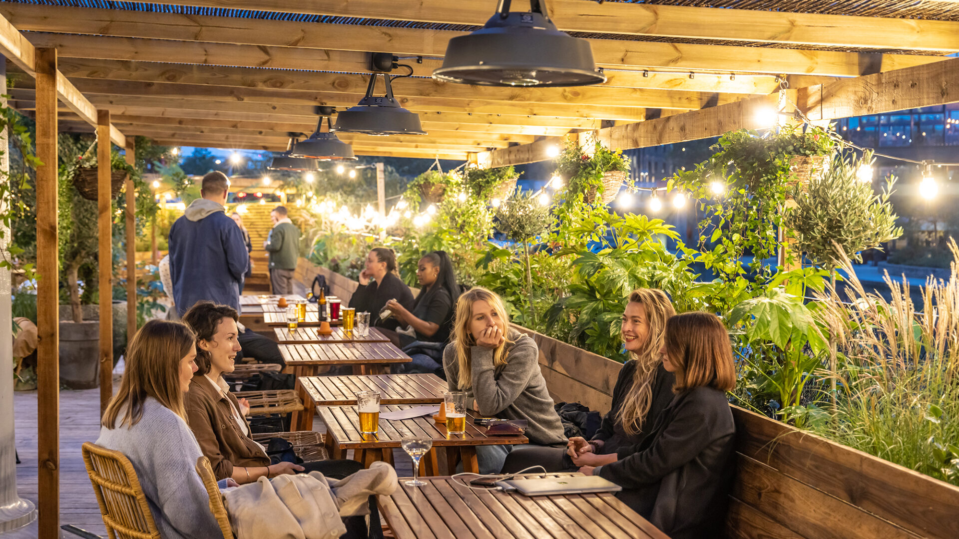 The terrace at The Gas Station, bar and beer garden, King's Cross